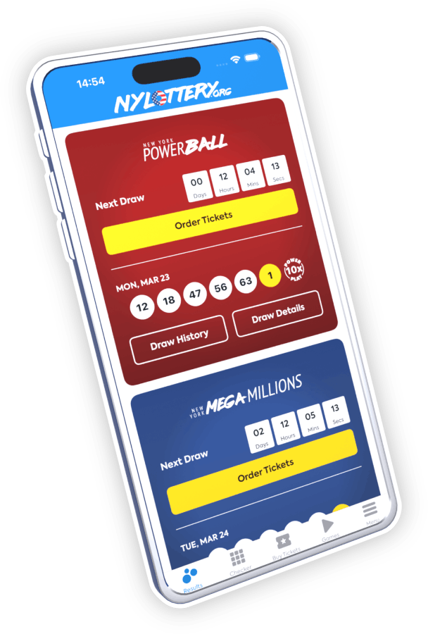Phone with NYLottery.org App