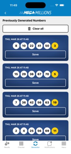 Screenshot of the NYLottery.org App